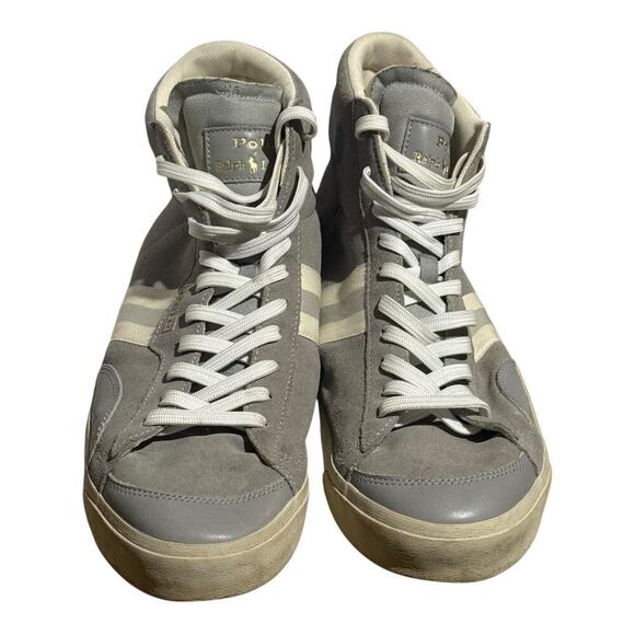 Polo Ralph Lauren Court Mid Gray Suede Sneakers Size 14 Streetwear Casual - Picture 3 of 9